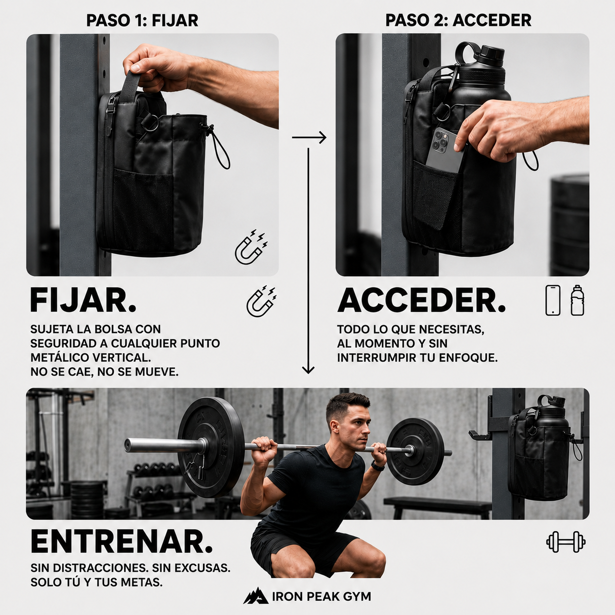 Bolso Magnetico, Perfecta para guardar tus cosas mientras Entrenas💪🏽