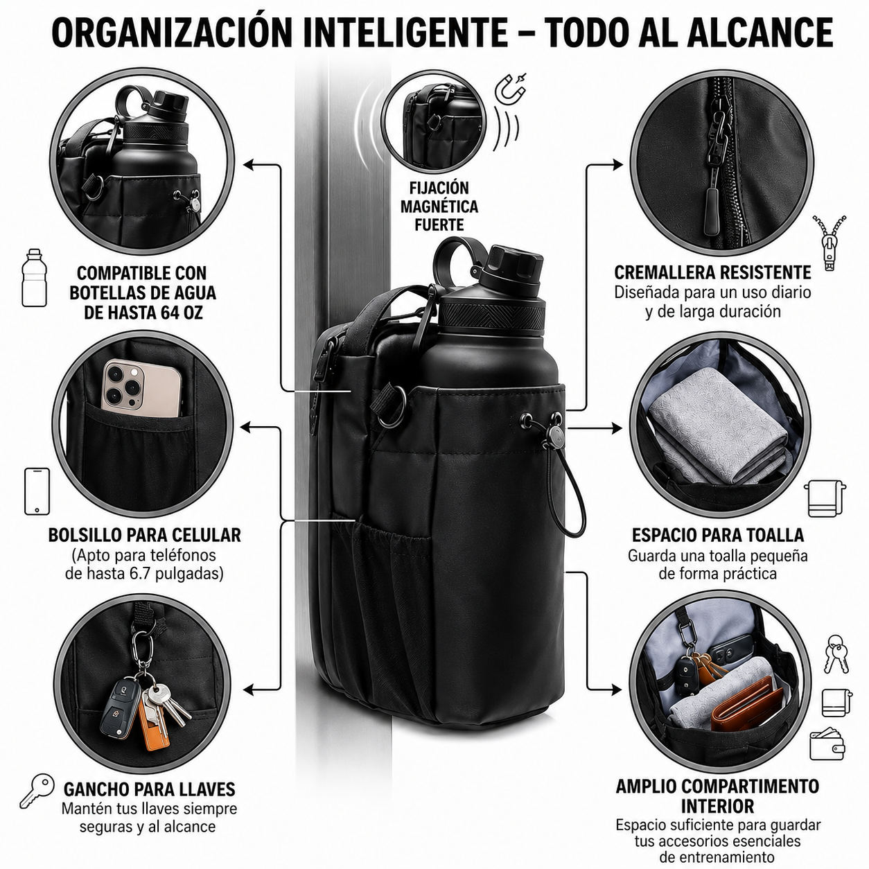 Bolso Magnetico, Perfecta para guardar tus cosas mientras Entrenas💪🏽